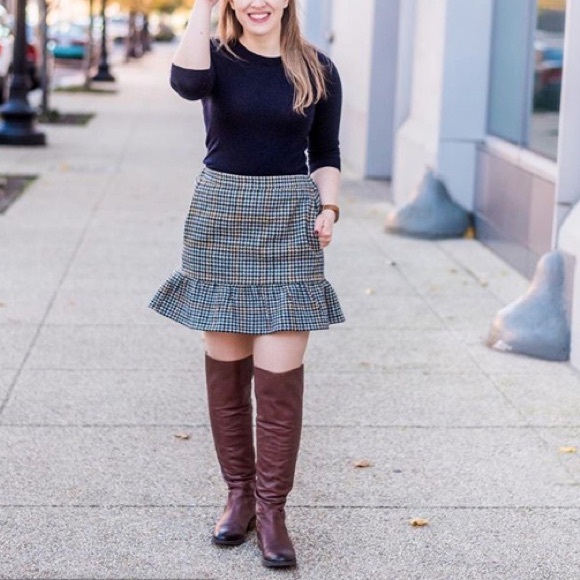 J.Crew Ruffle Mini Skirt in Houndstooth - Picture 4 of 15